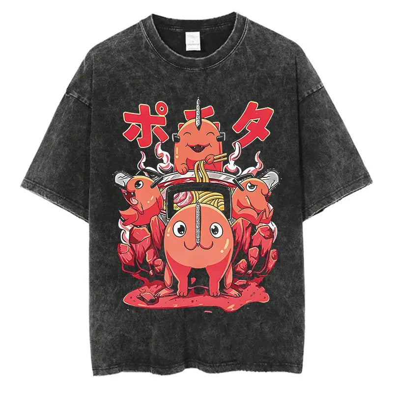 Chainsaw Man Anime Washed T-Shirts