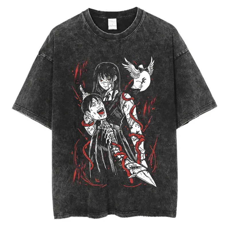 Chainsaw Man Anime Washed T-Shirts