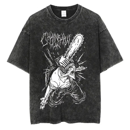 Chainsaw Man Anime Washed T-Shirts