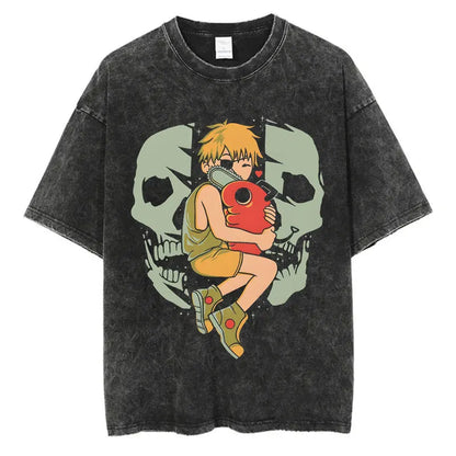 Chainsaw Man Anime Washed T-Shirts