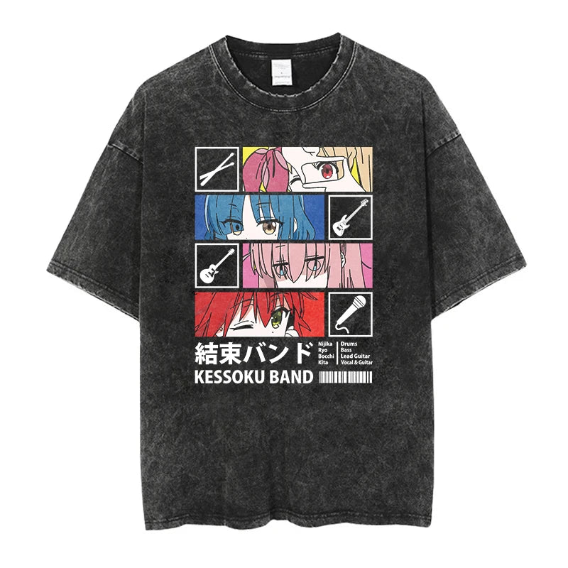 Bocchi the Rock Anime Washed T-Shirts