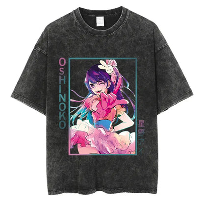 Oshi No Ko Anime Washed T-Shirts