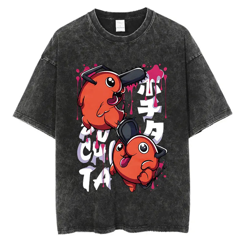 Chainsaw Man Anime Washed T-Shirts