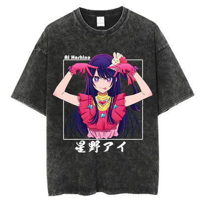 Oshi No Ko Anime Washed T-Shirts