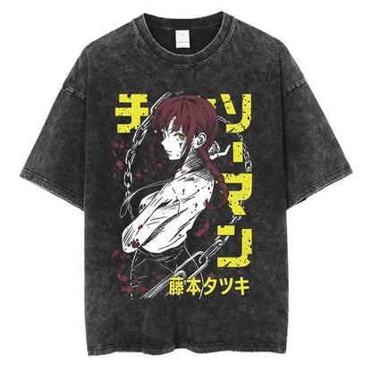 Chainsaw Man Anime Washed T-Shirts